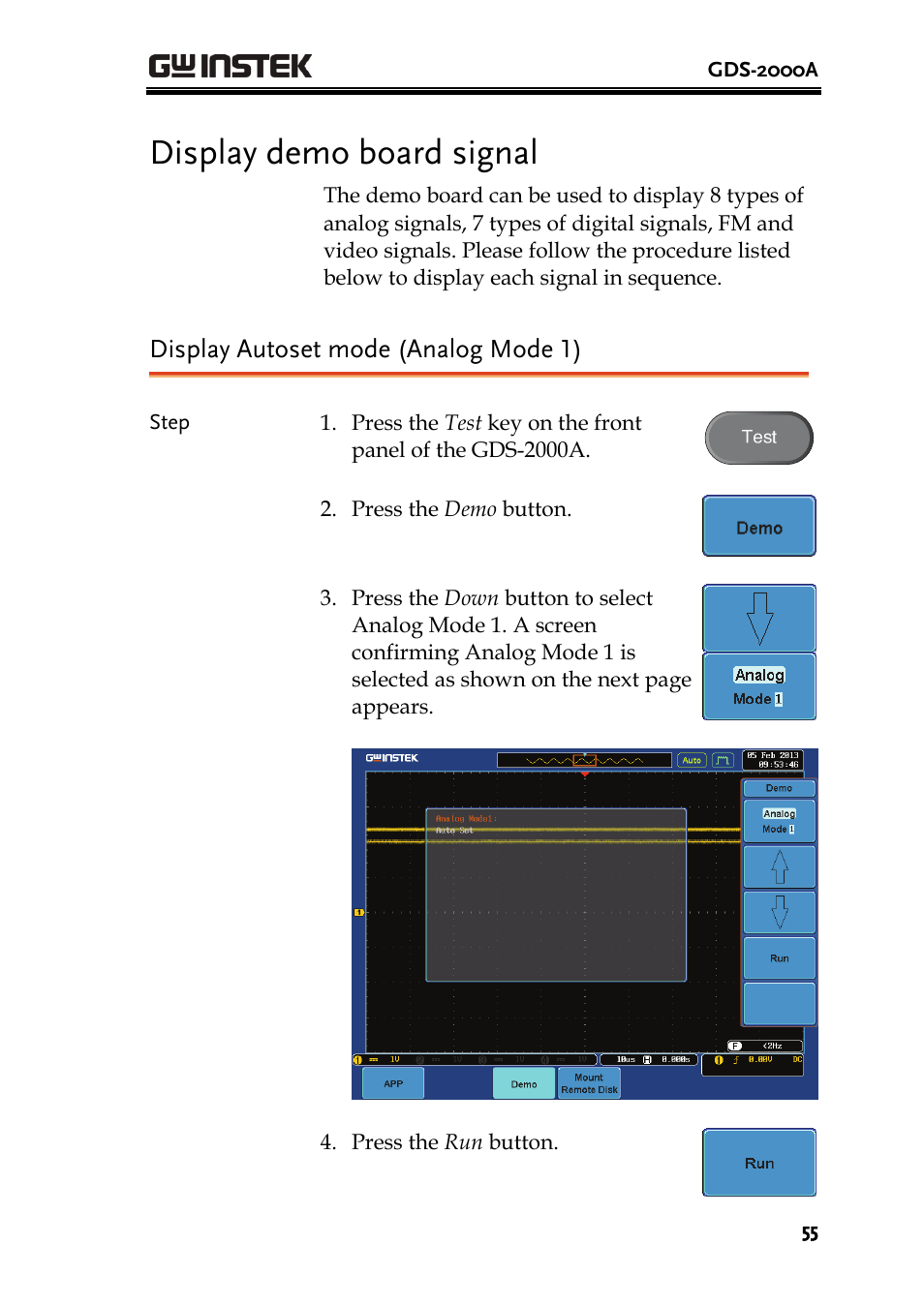 Display demo board signal, Display autoset mode (analog mode 1) | GW Instek GDB-03 User Manual | Page 57 / 99