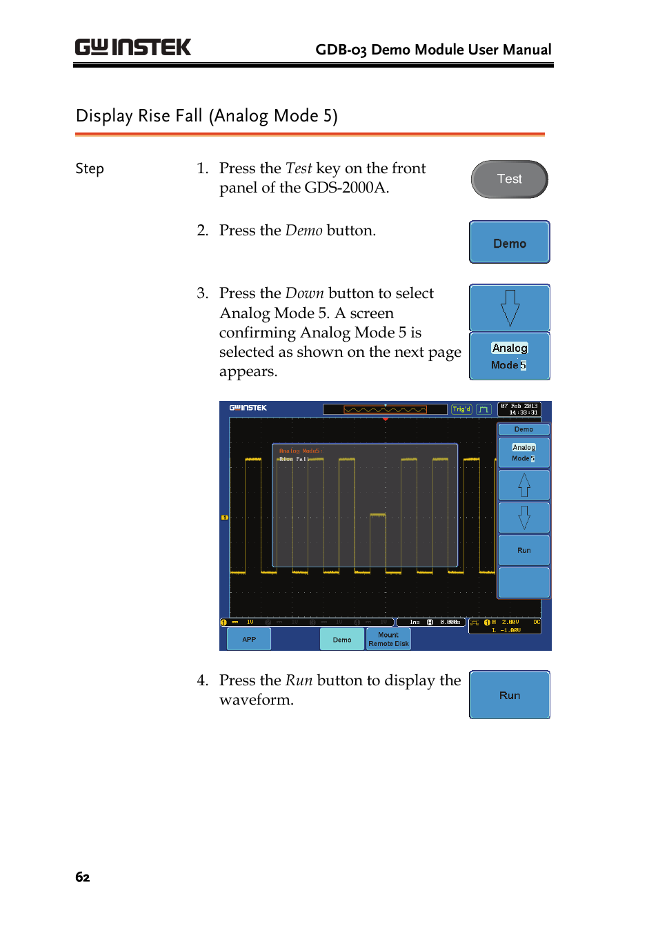 Display rise fall (analog mode 5) | GW Instek GDB-03 User Manual | Page 64 / 99