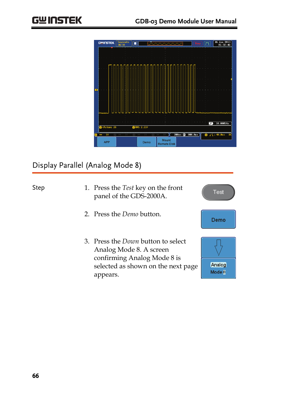 Display parallel (analog mode 8) | GW Instek GDB-03 User Manual | Page 68 / 99