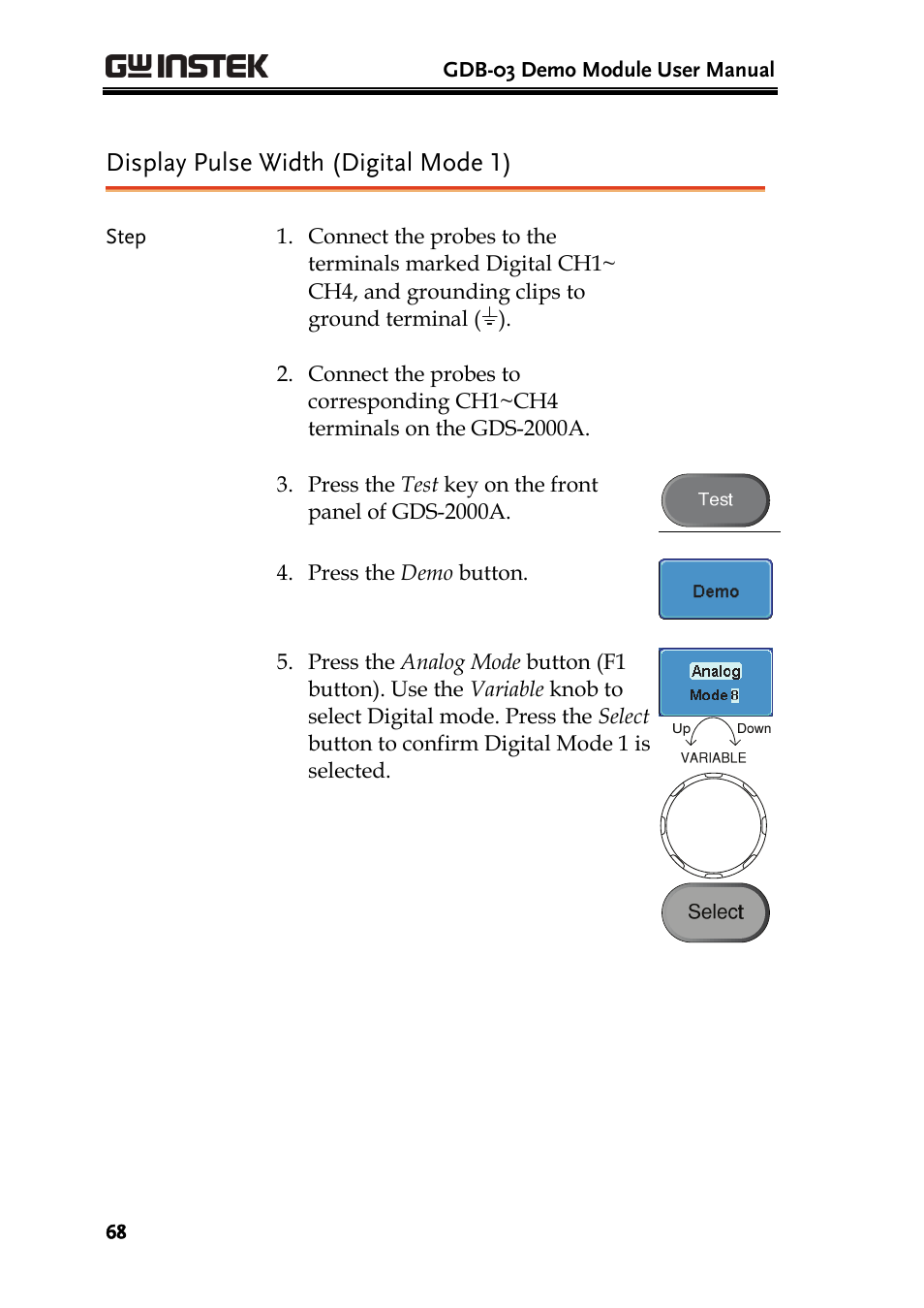 Display pulse width (digital mode 1) | GW Instek GDB-03 User Manual | Page 70 / 99