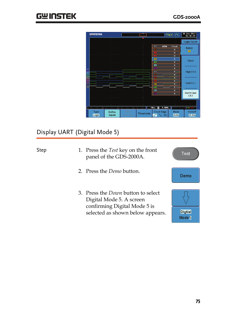 Display uart (digital mode 5) | GW Instek GDB-03 User Manual | Page 77 / 99