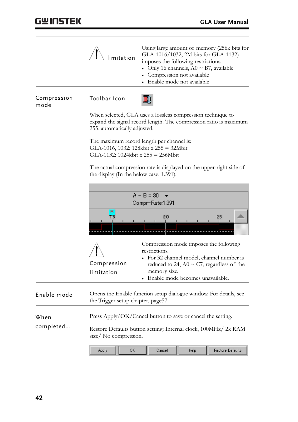 Compression mode | GW Instek GLA-1000 Series User Manual User Manual | Page 42 / 111