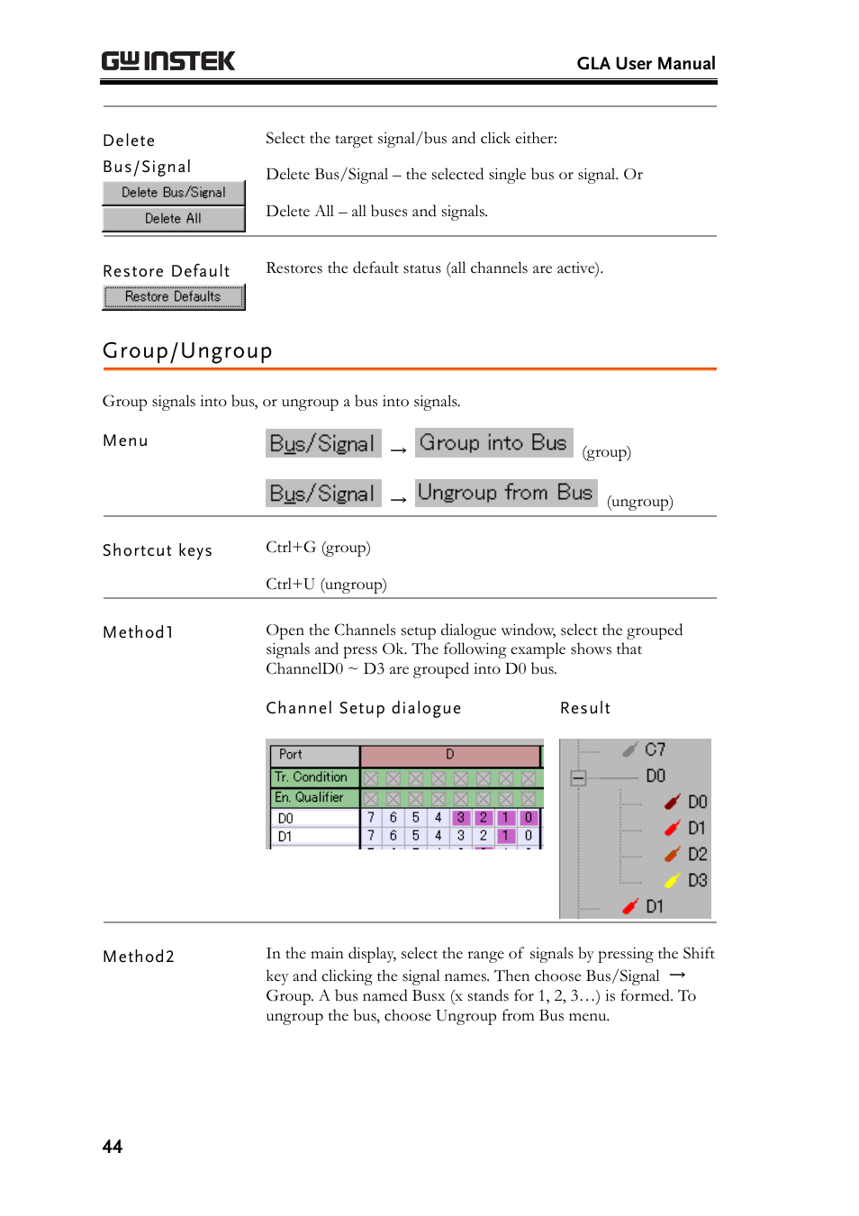 Group/ungroup | GW Instek GLA-1000 Series User Manual User Manual | Page 44 / 111