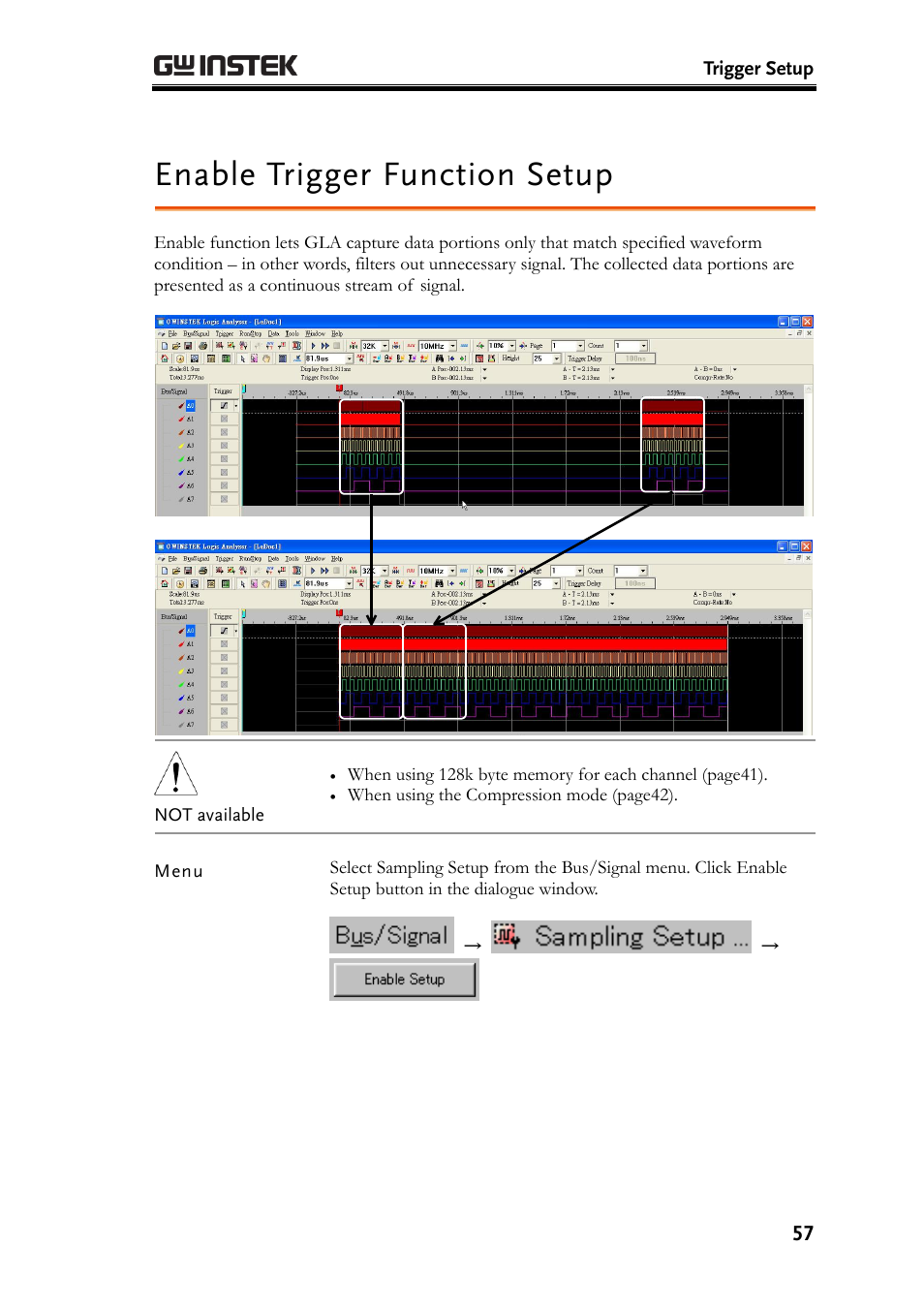 Enable trigger function setup | GW Instek GLA-1000 Series User Manual User Manual | Page 57 / 111