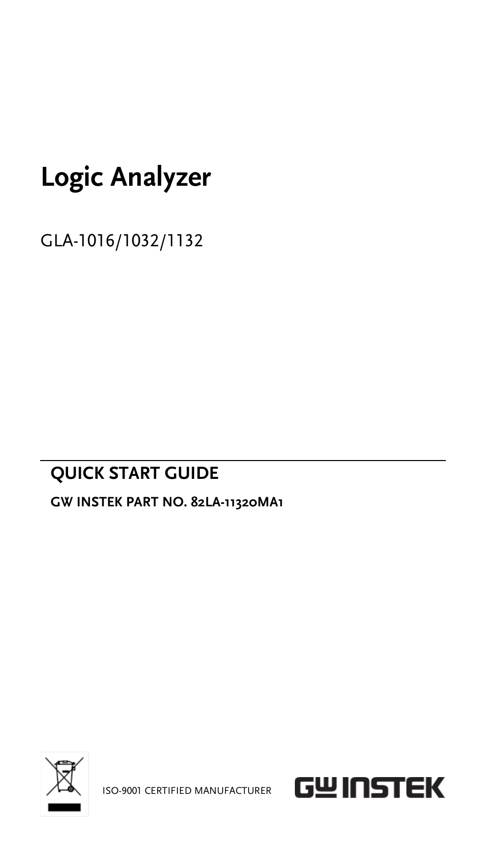 GW Instek GLA-1000 Series Quick start guide User Manual | 20 pages