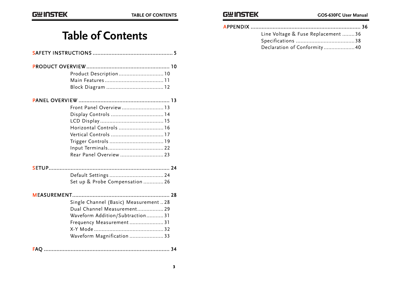 GW Instek GOS-630FC User Manual | Page 2 / 20