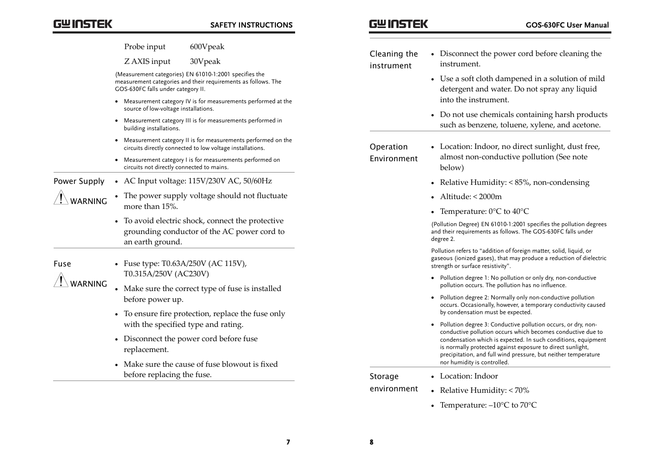 GW Instek GOS-630FC User Manual | Page 4 / 20
