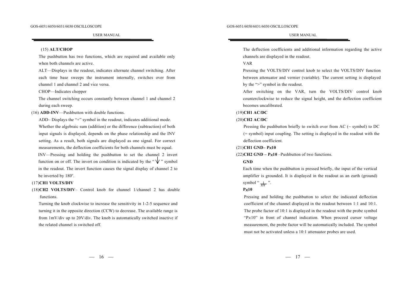 GW Instek GOS-6000 Series User Manual | Page 11 / 27