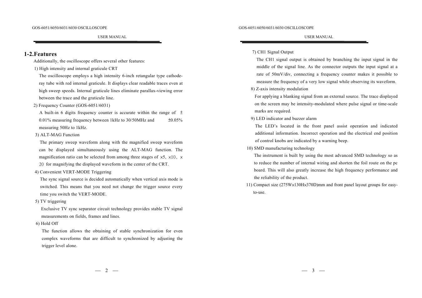 GW Instek GOS-6000 Series User Manual | Page 4 / 27