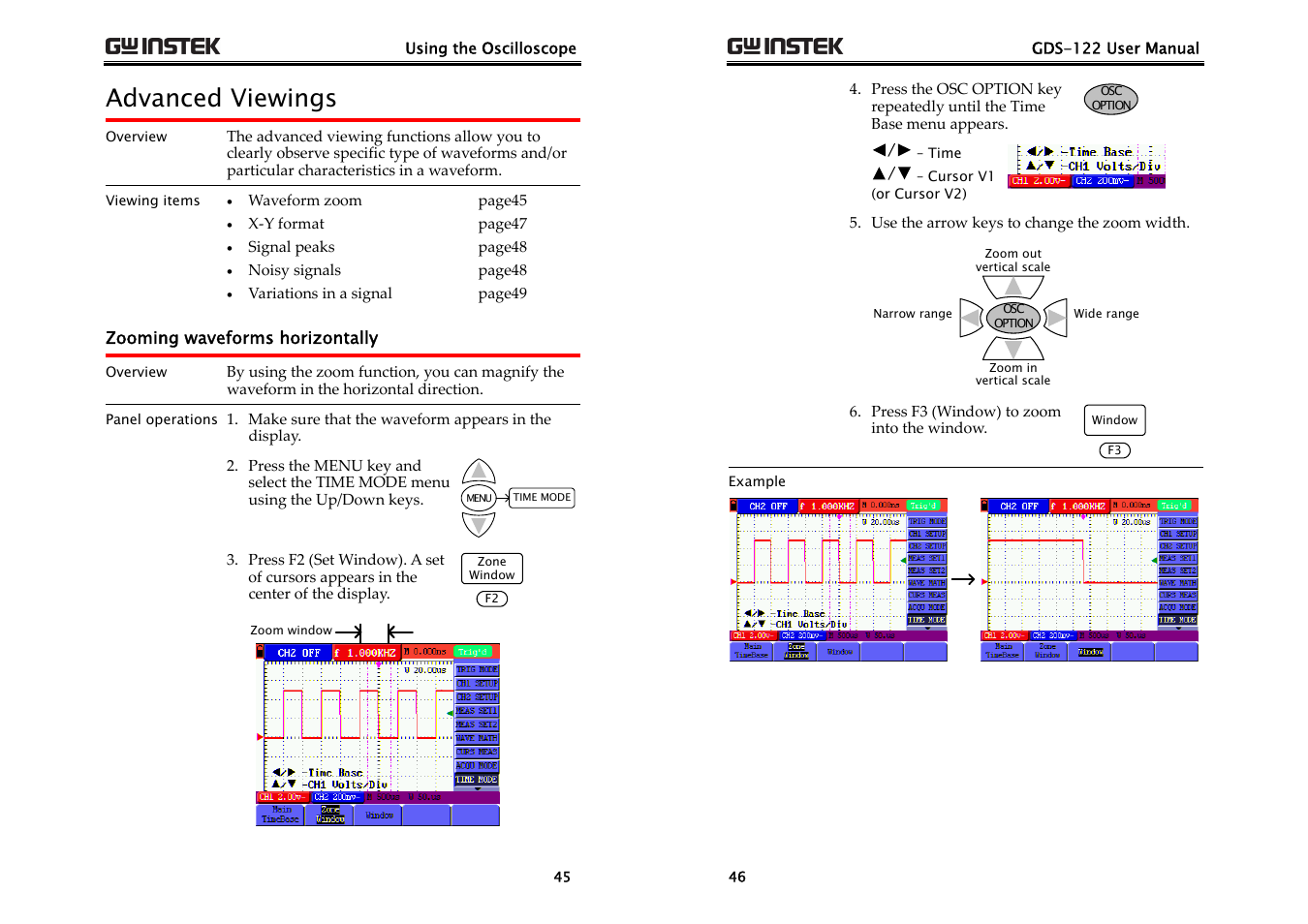 Advanced viewings, 163h, 164h | 165h, 166h, 167h | GW Instek GDS-122 User Manual User Manual | Page 23 / 52