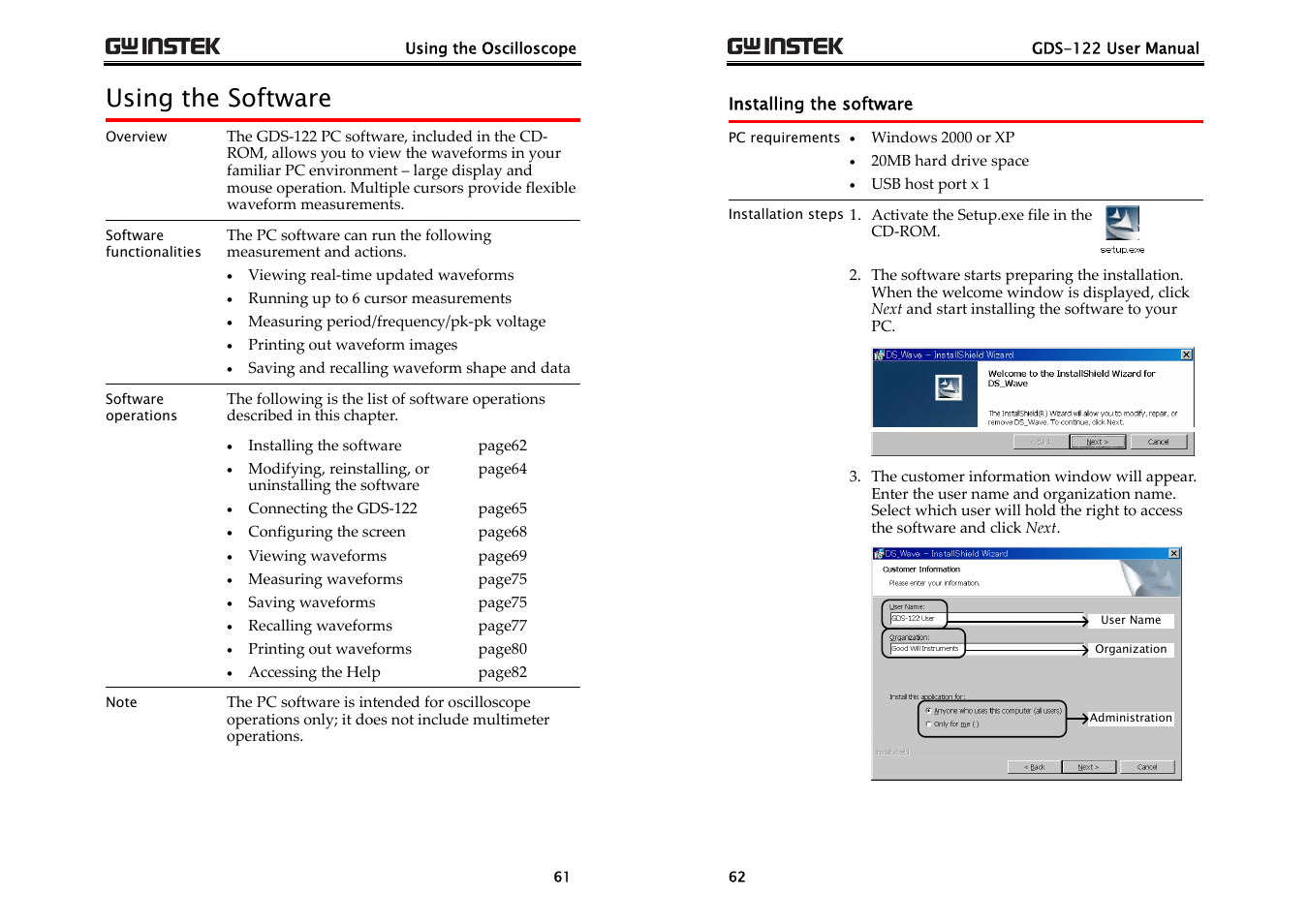 Using the software | GW Instek GDS-122 User Manual User Manual | Page 31 / 52