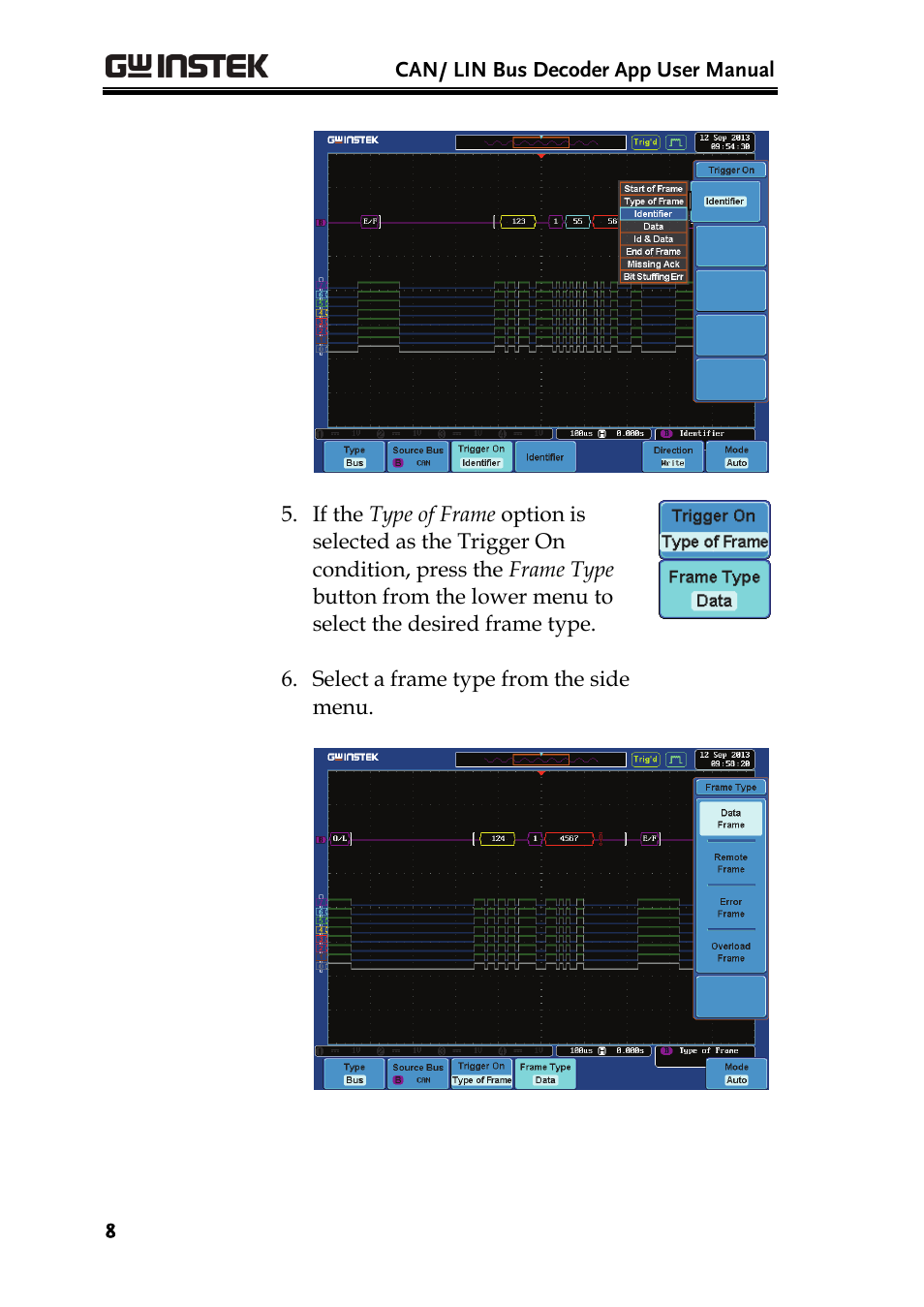 GW Instek GDS-2000A series CAN/LIN bus User Manual User Manual | Page 10 / 18