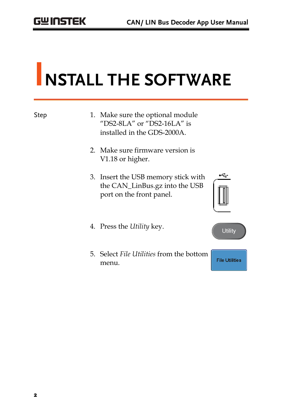 Nstall the software | GW Instek GDS-2000A series CAN/LIN bus User Manual User Manual | Page 4 / 18