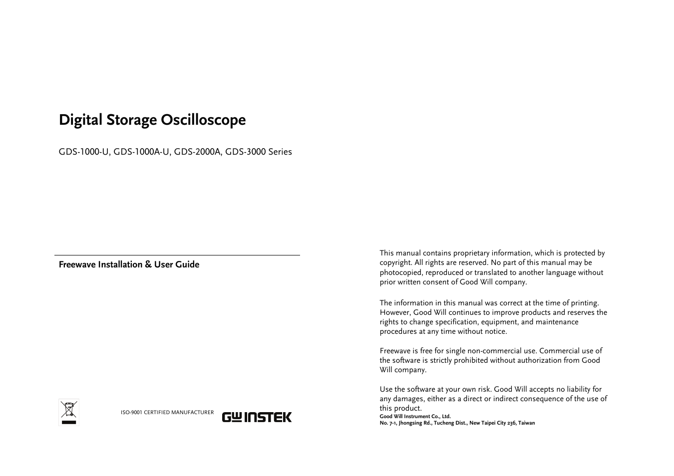 GW Instek GDS-3000 Series Freewave User Manual User Manual | 26 pages