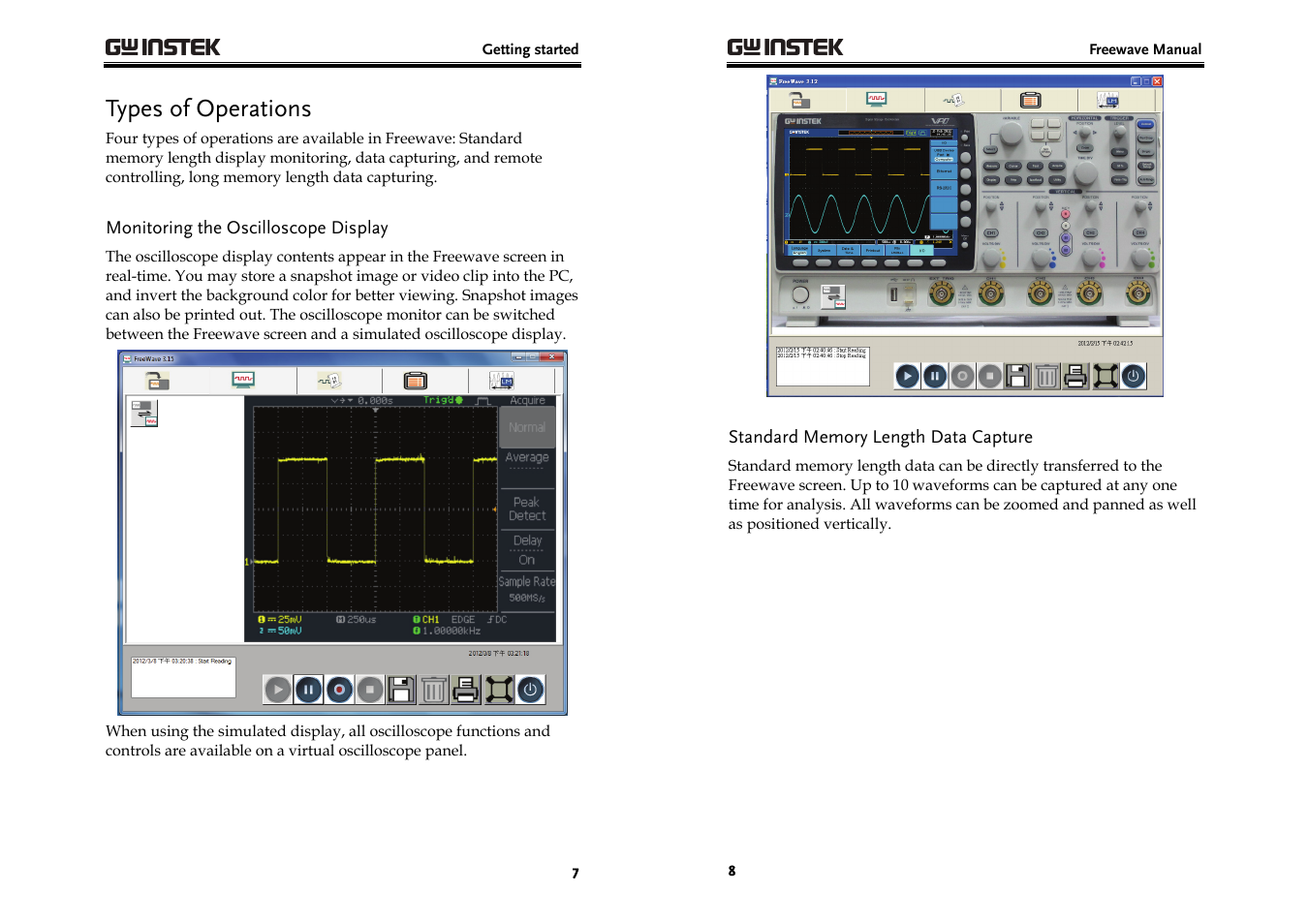 Types of operations | GW Instek GDS-3000 Series Freewave User Manual User Manual | Page 4 / 26