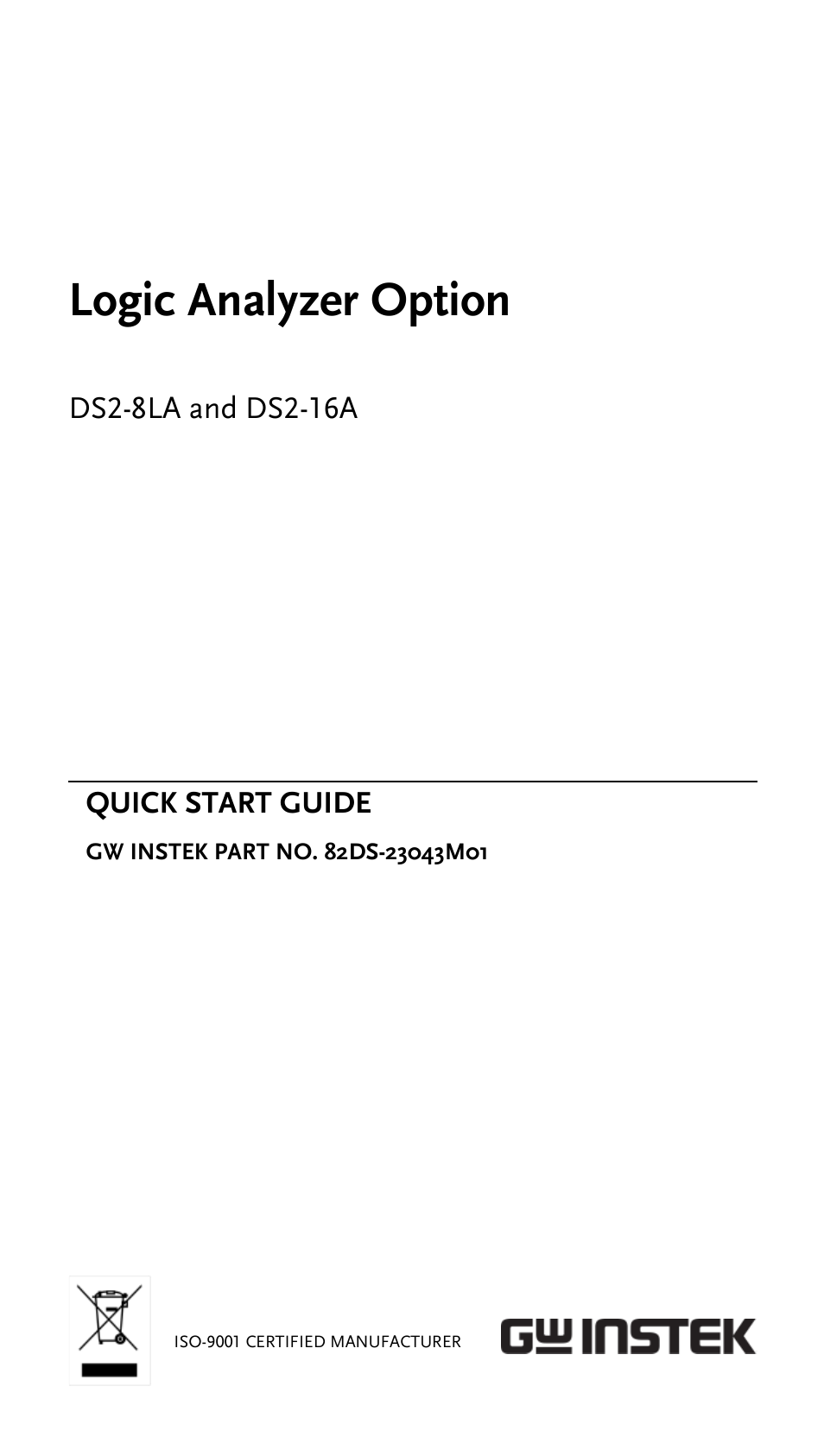 GW Instek GDS-2000A series Quick start guide for Logic analyzer option User Manual | 18 pages