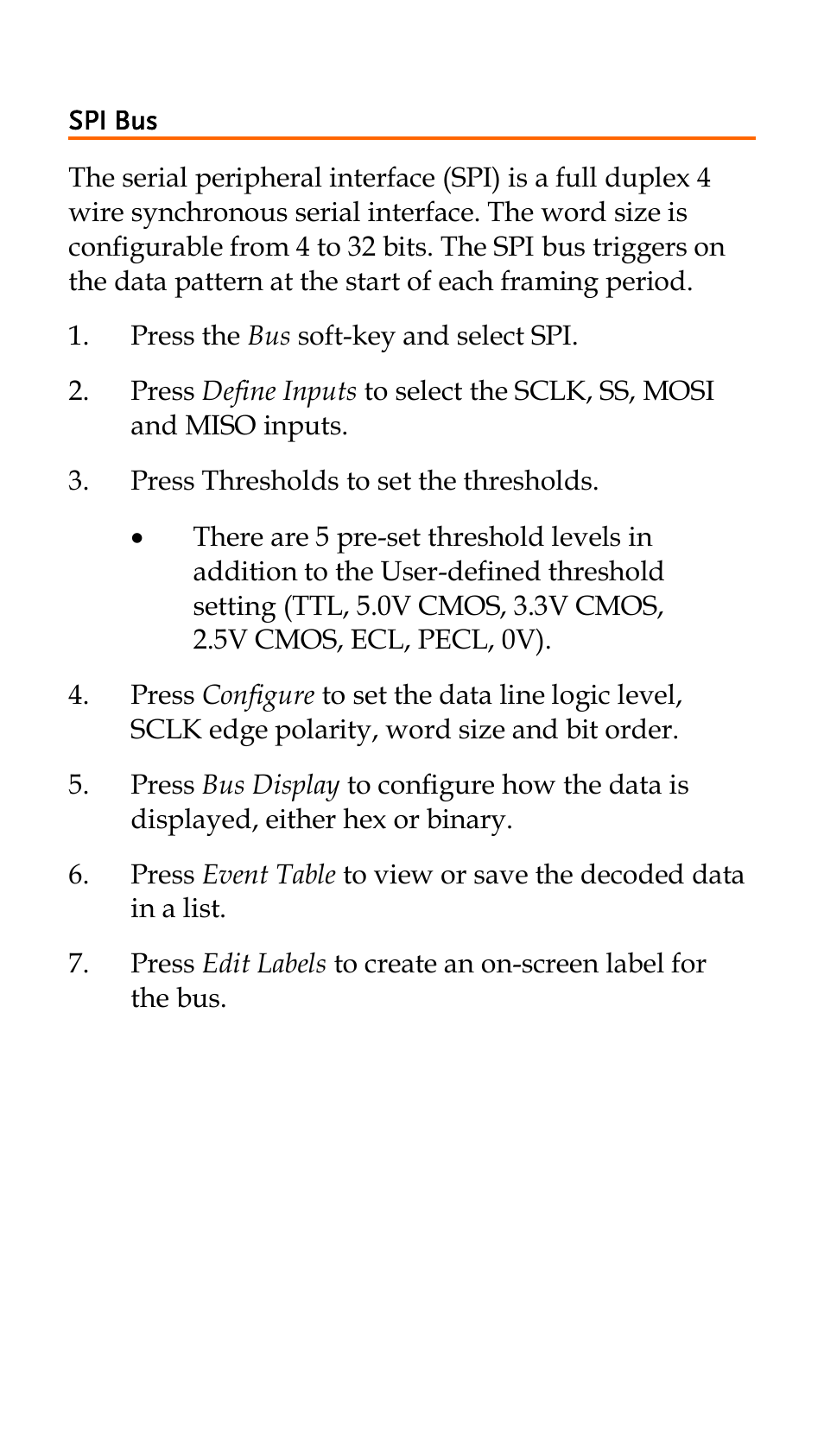 Spi bus | GW Instek GDS-2000A series Quick start guide for Logic analyzer option User Manual | Page 12 / 18