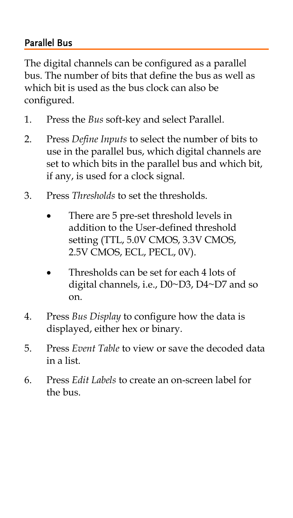 Parallel bus | GW Instek GDS-2000A series Quick start guide for Logic analyzer option User Manual | Page 13 / 18
