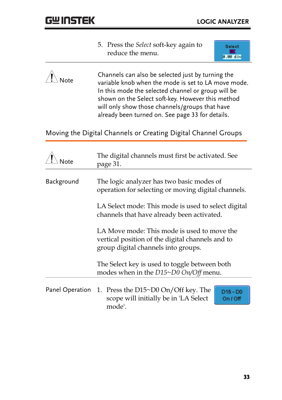 Moving the digital channels or creating digital, Channel groups | GW Instek GDS-2000A series Option User Manual User Manual | Page 33 / 80