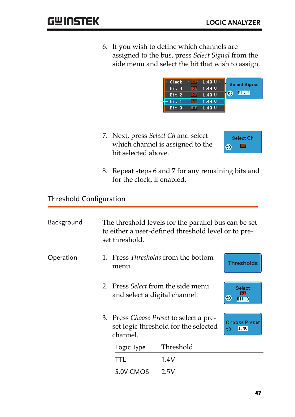 Threshold configuration | GW Instek GDS-2000A series Option User Manual User Manual | Page 47 / 80