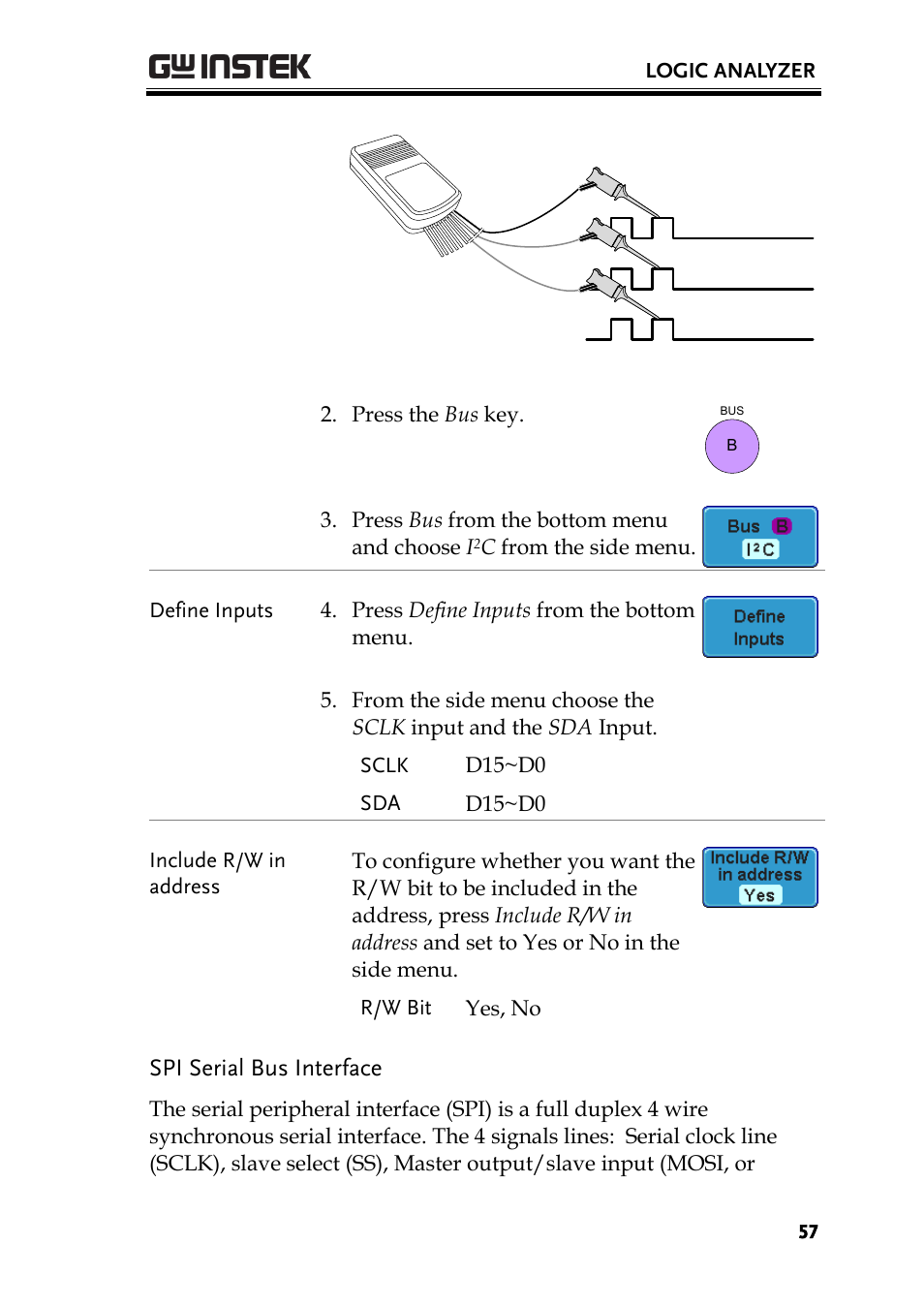 Spi serial bus interface, Gnd sclk sda | GW Instek GDS-2000A series Option User Manual User Manual | Page 57 / 80