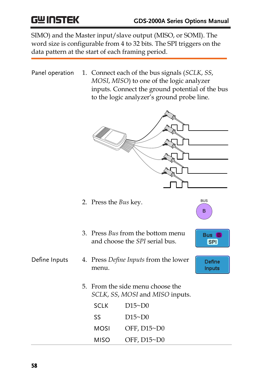 Gnd sclk ss mosi miso | GW Instek GDS-2000A series Option User Manual User Manual | Page 58 / 80