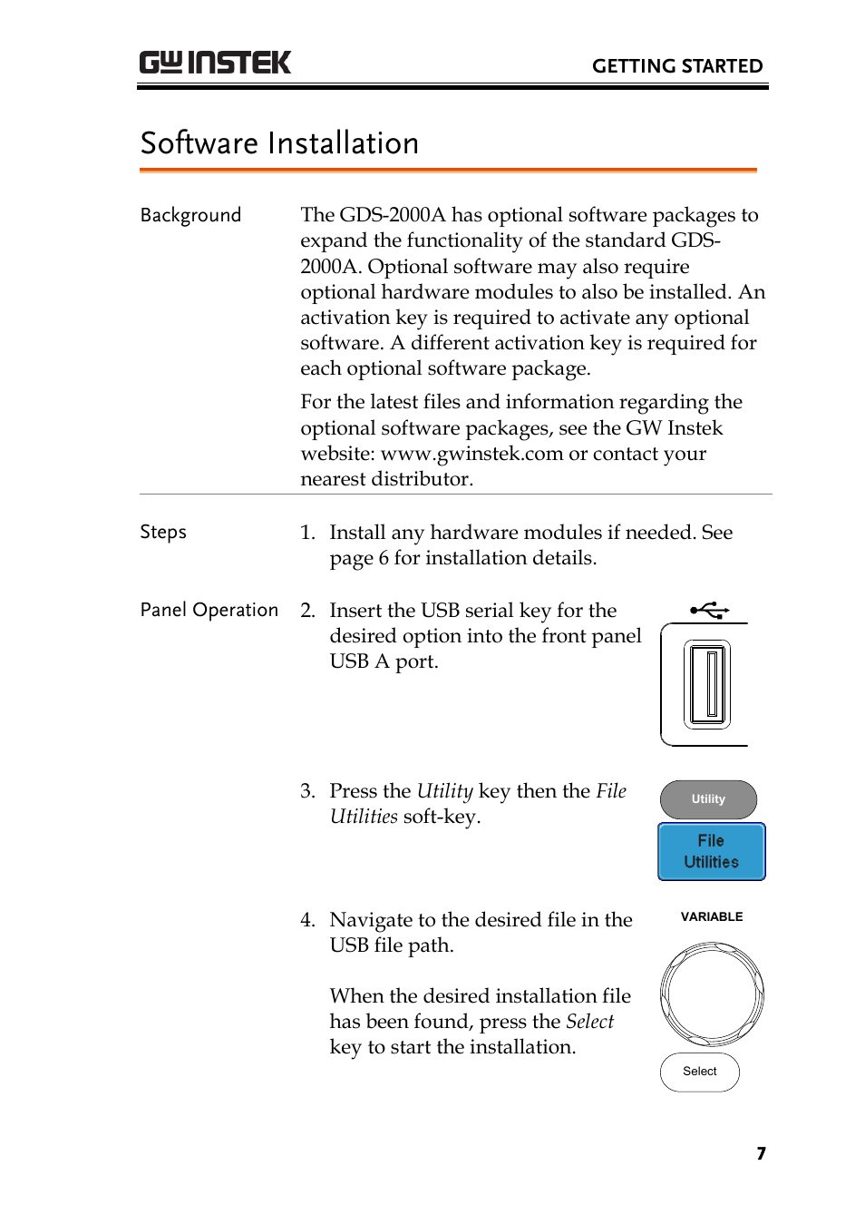 Software installation | GW Instek GDS-2000A series Option User Manual User Manual | Page 7 / 80