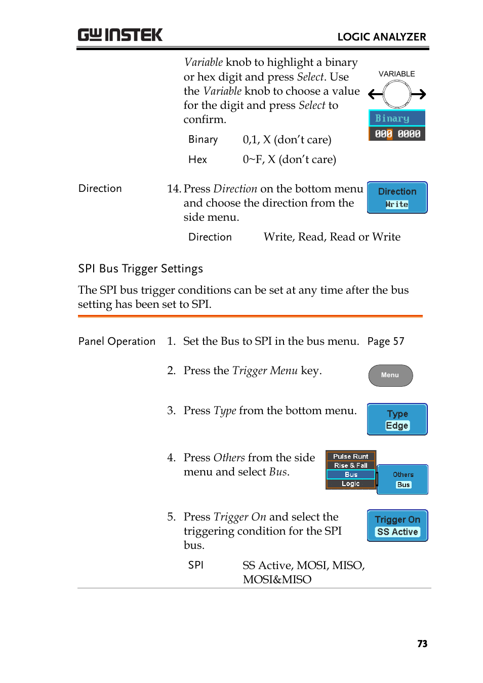 Spi bus trigger settings | GW Instek GDS-2000A series Option User Manual User Manual | Page 73 / 80