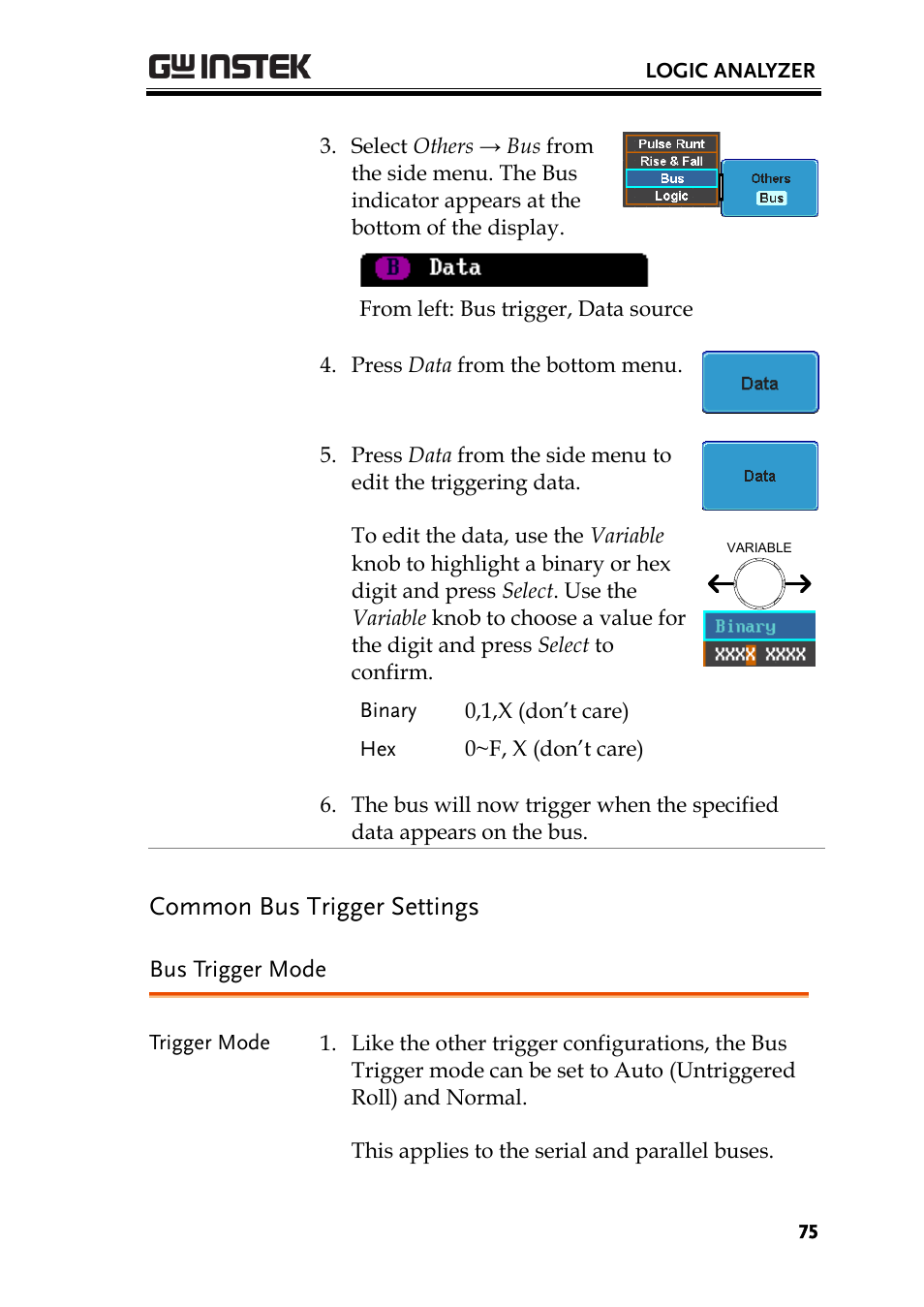 Common bus trigger settings, Bus trigger mode | GW Instek GDS-2000A series Option User Manual User Manual | Page 75 / 80