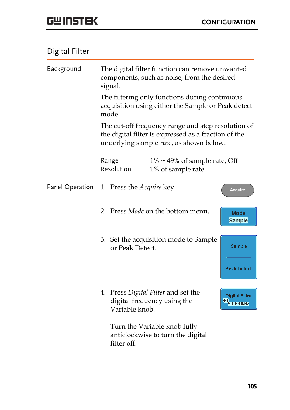 Digital filter | GW Instek GDS-2000A series User Manual User Manual | Page 105 / 261