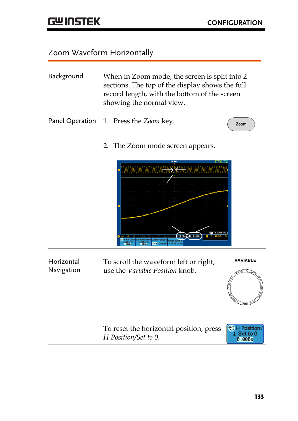 Zoom waveform horizontally | GW Instek GDS-2000A series User Manual User Manual | Page 133 / 261