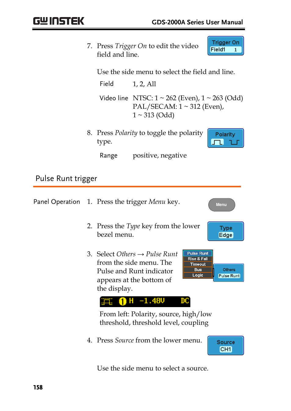 Pulse runt trigger | GW Instek GDS-2000A series User Manual User Manual | Page 158 / 261