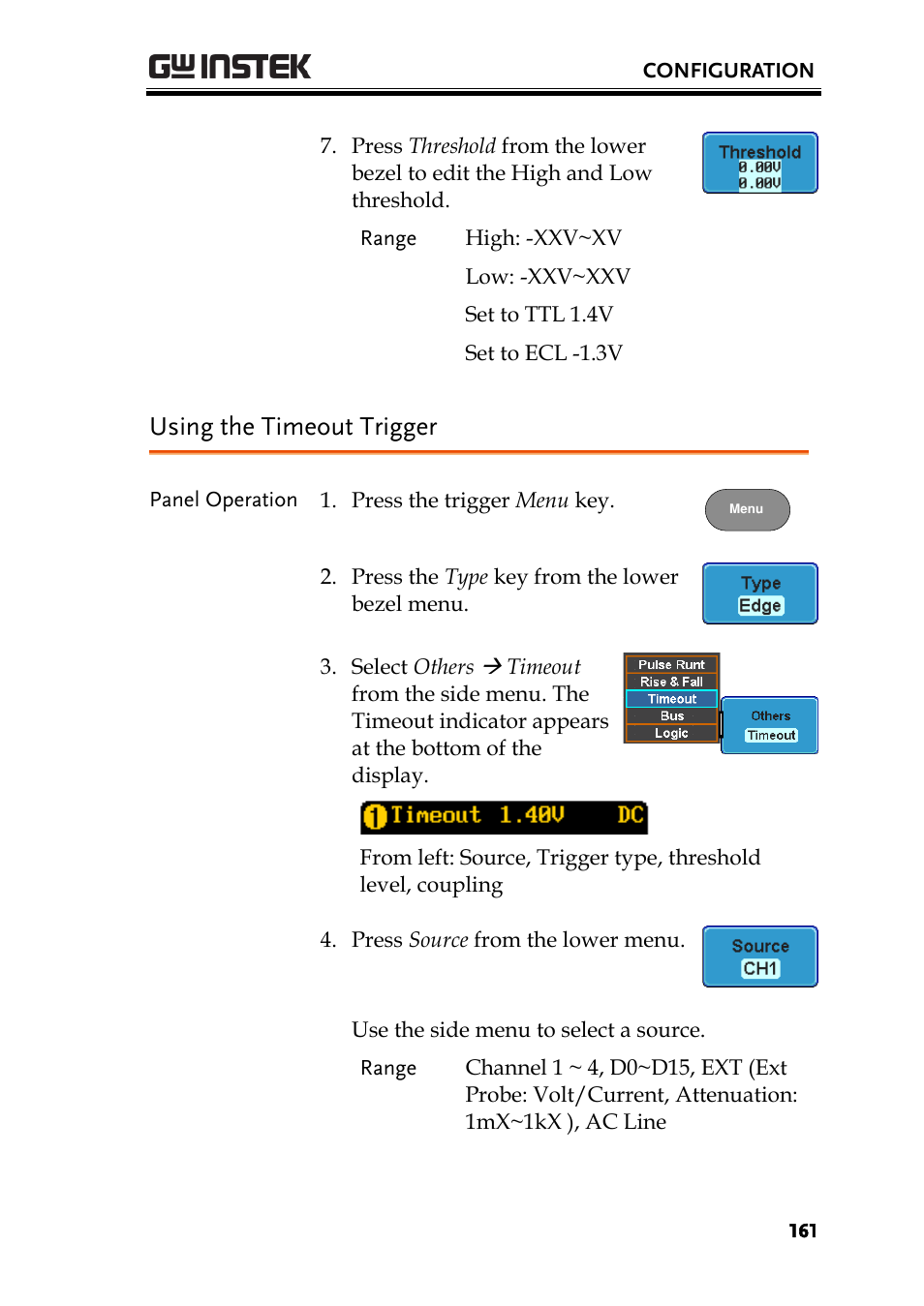 Using the timeout trigger | GW Instek GDS-2000A series User Manual User Manual | Page 161 / 261