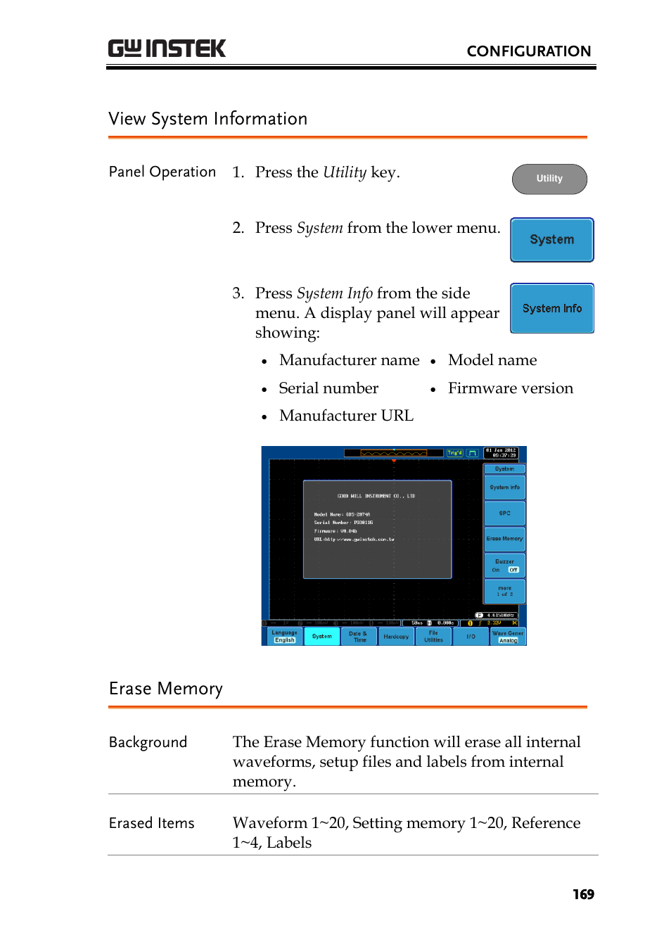 View system information | GW Instek GDS-2000A series User Manual User Manual | Page 169 / 261