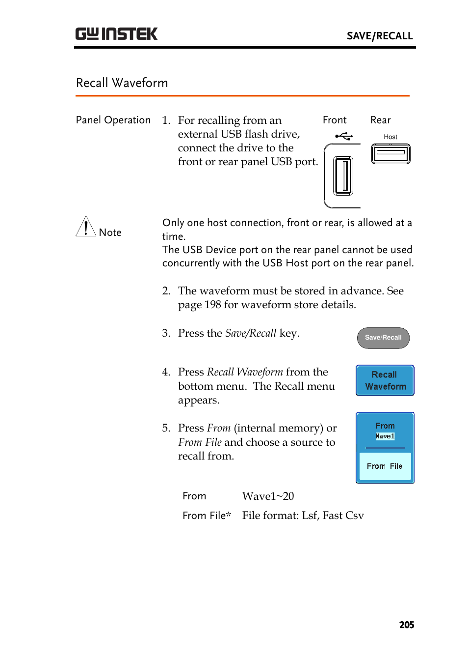 Recall waveform | GW Instek GDS-2000A series User Manual User Manual | Page 205 / 261