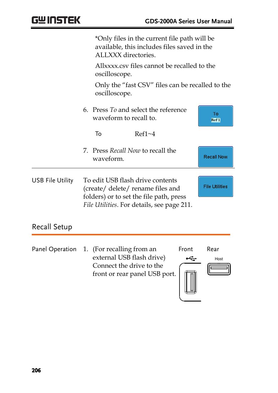 Recall setup | GW Instek GDS-2000A series User Manual User Manual | Page 206 / 261