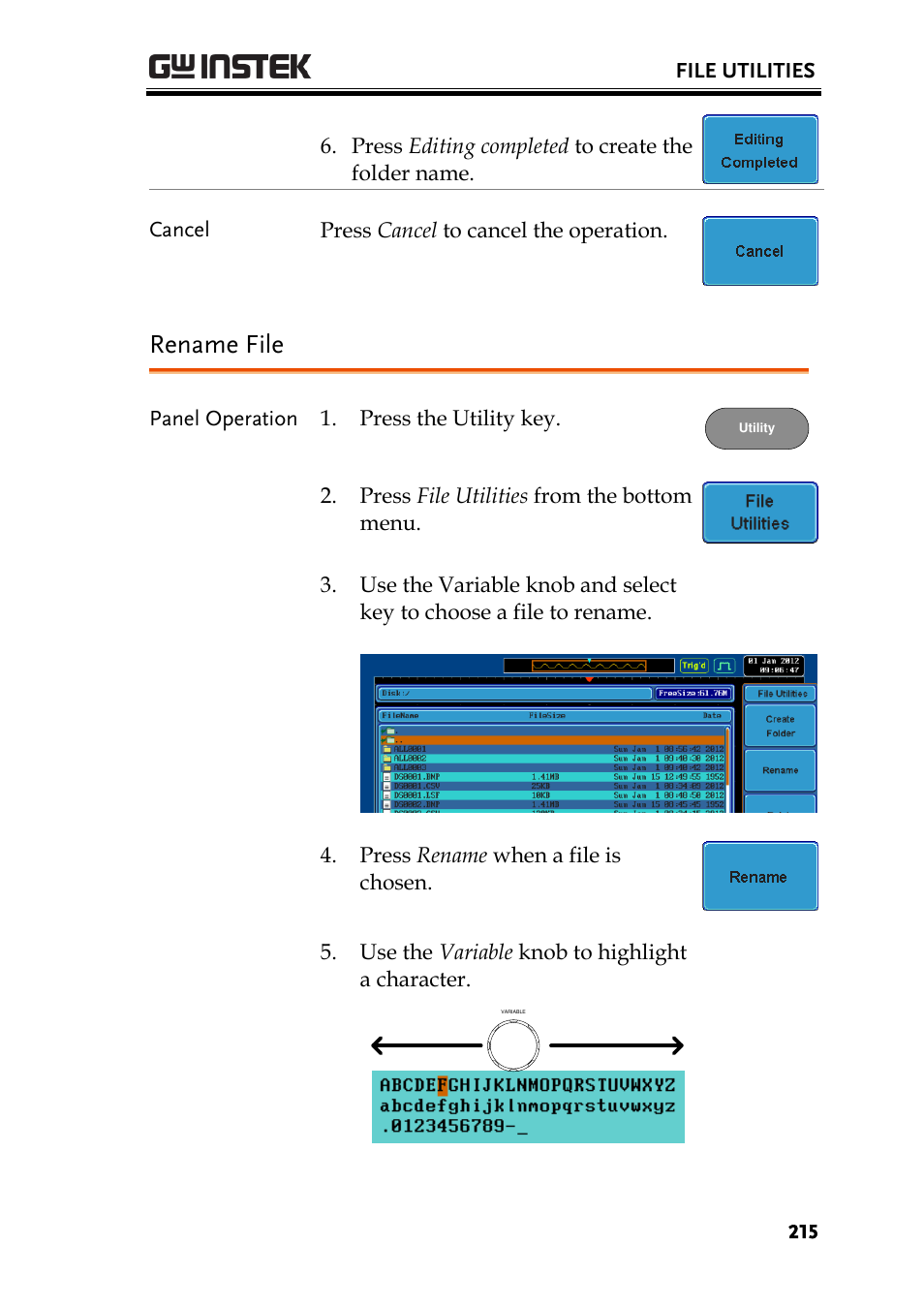 Rename file | GW Instek GDS-2000A series User Manual User Manual | Page 215 / 261