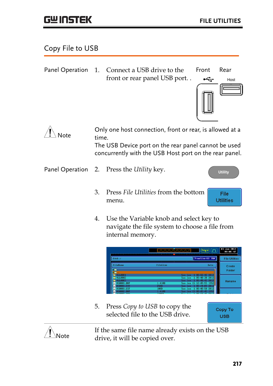 Copy file to usb | GW Instek GDS-2000A series User Manual User Manual | Page 217 / 261