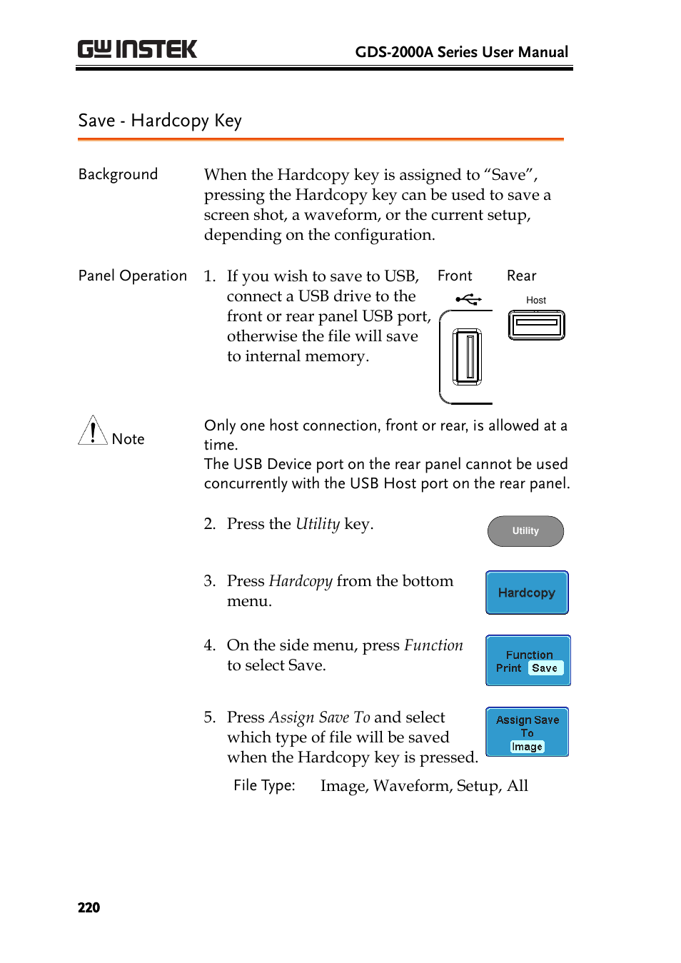 Save - hardcopy key | GW Instek GDS-2000A series User Manual User Manual | Page 220 / 261