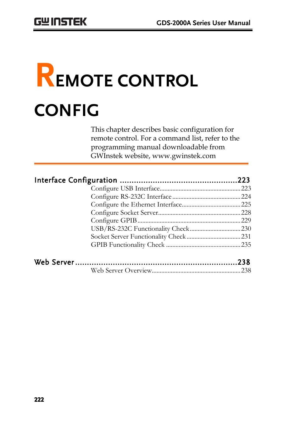 Emote control config | GW Instek GDS-2000A series User Manual User Manual | Page 222 / 261