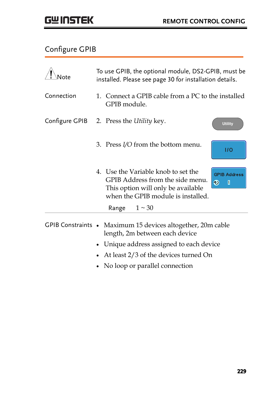 Configure gpib | GW Instek GDS-2000A series User Manual User Manual | Page 229 / 261