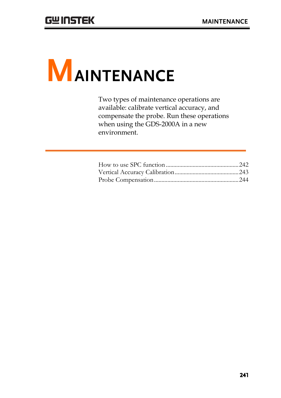 Aintenance | GW Instek GDS-2000A series User Manual User Manual | Page 241 / 261