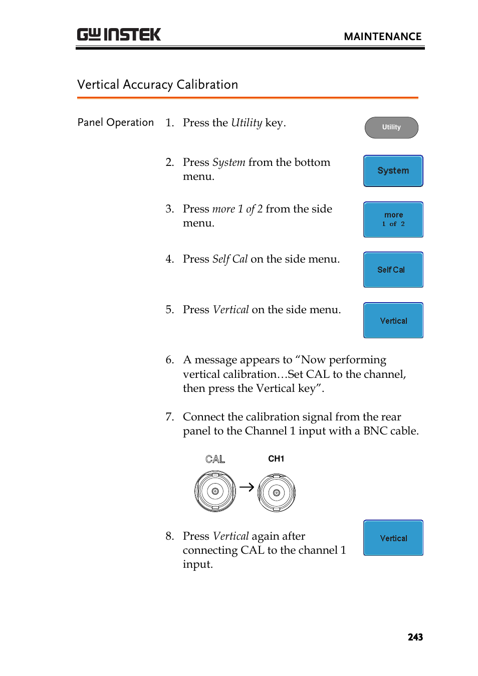 Vertical accuracy calibration | GW Instek GDS-2000A series User Manual User Manual | Page 243 / 261
