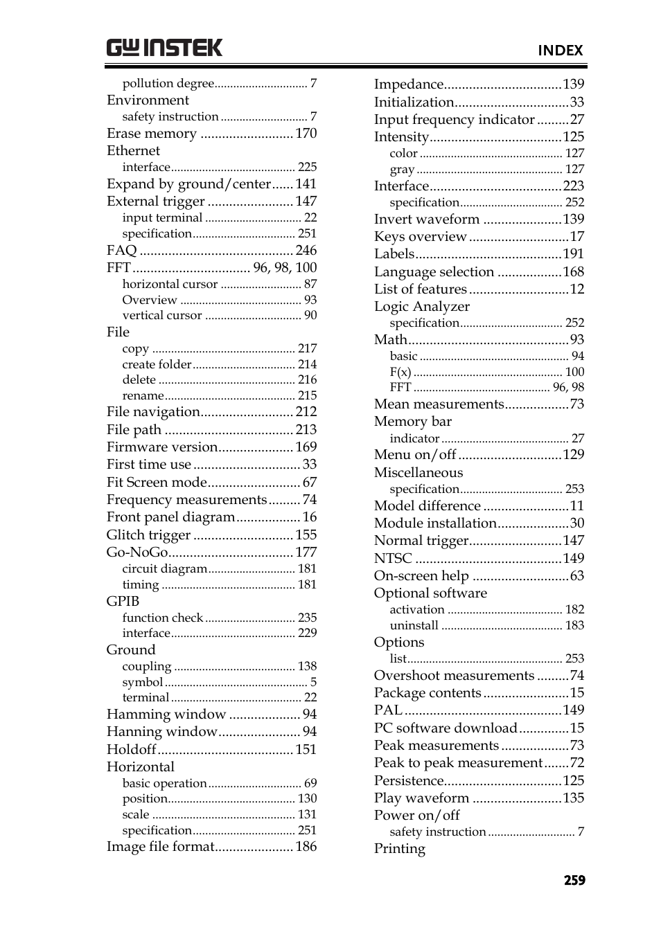 GW Instek GDS-2000A series User Manual User Manual | Page 259 / 261