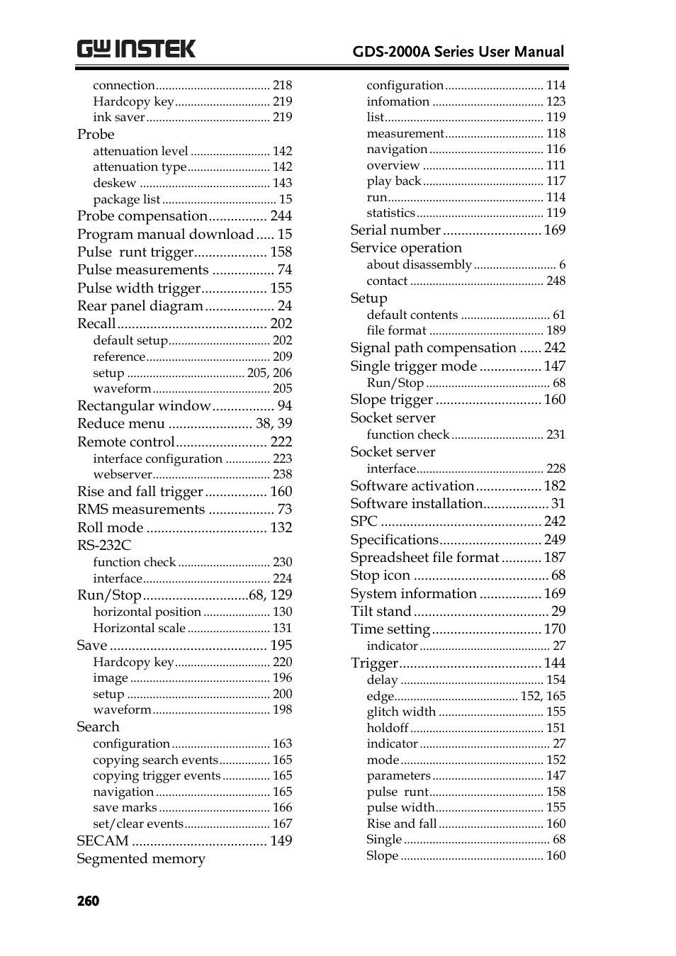 GW Instek GDS-2000A series User Manual User Manual | Page 260 / 261