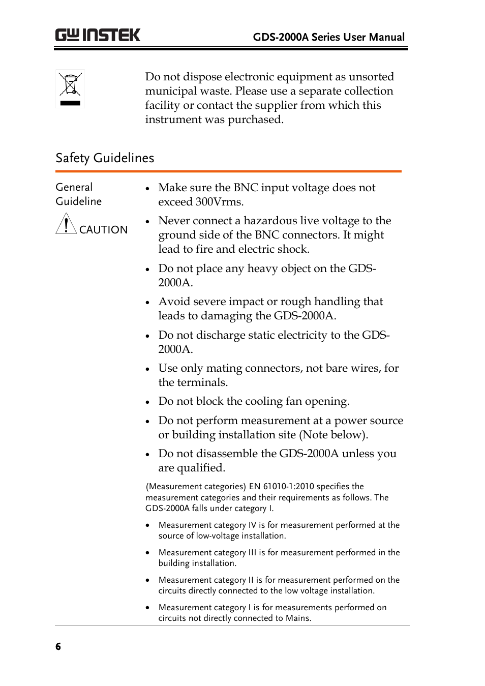 Safety guidelines | GW Instek GDS-2000A series User Manual User Manual | Page 6 / 261