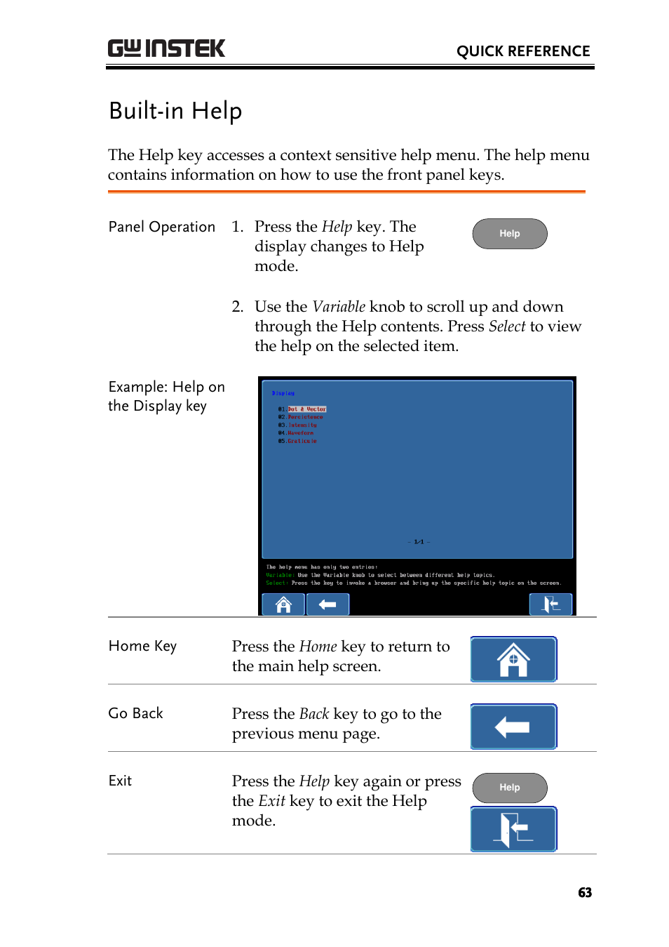 Built-in help | GW Instek GDS-2000A series User Manual User Manual | Page 63 / 261