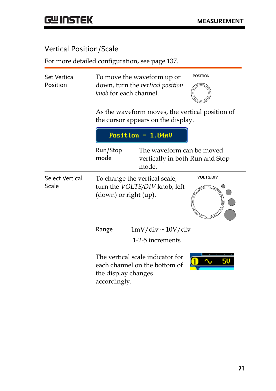 Vertical position/scale | GW Instek GDS-2000A series User Manual User Manual | Page 71 / 261