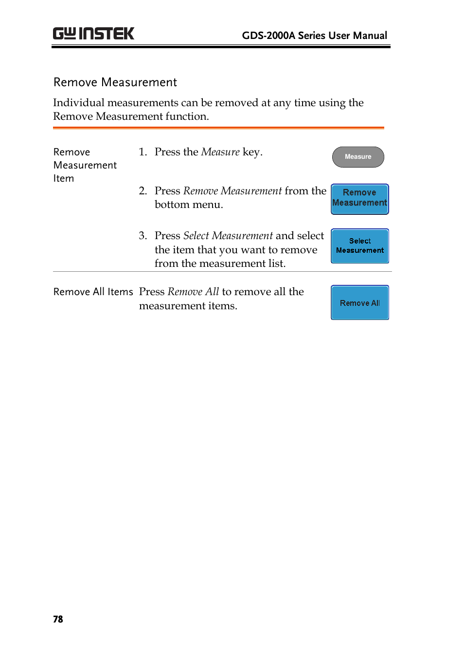 Remove measurement | GW Instek GDS-2000A series User Manual User Manual | Page 78 / 261