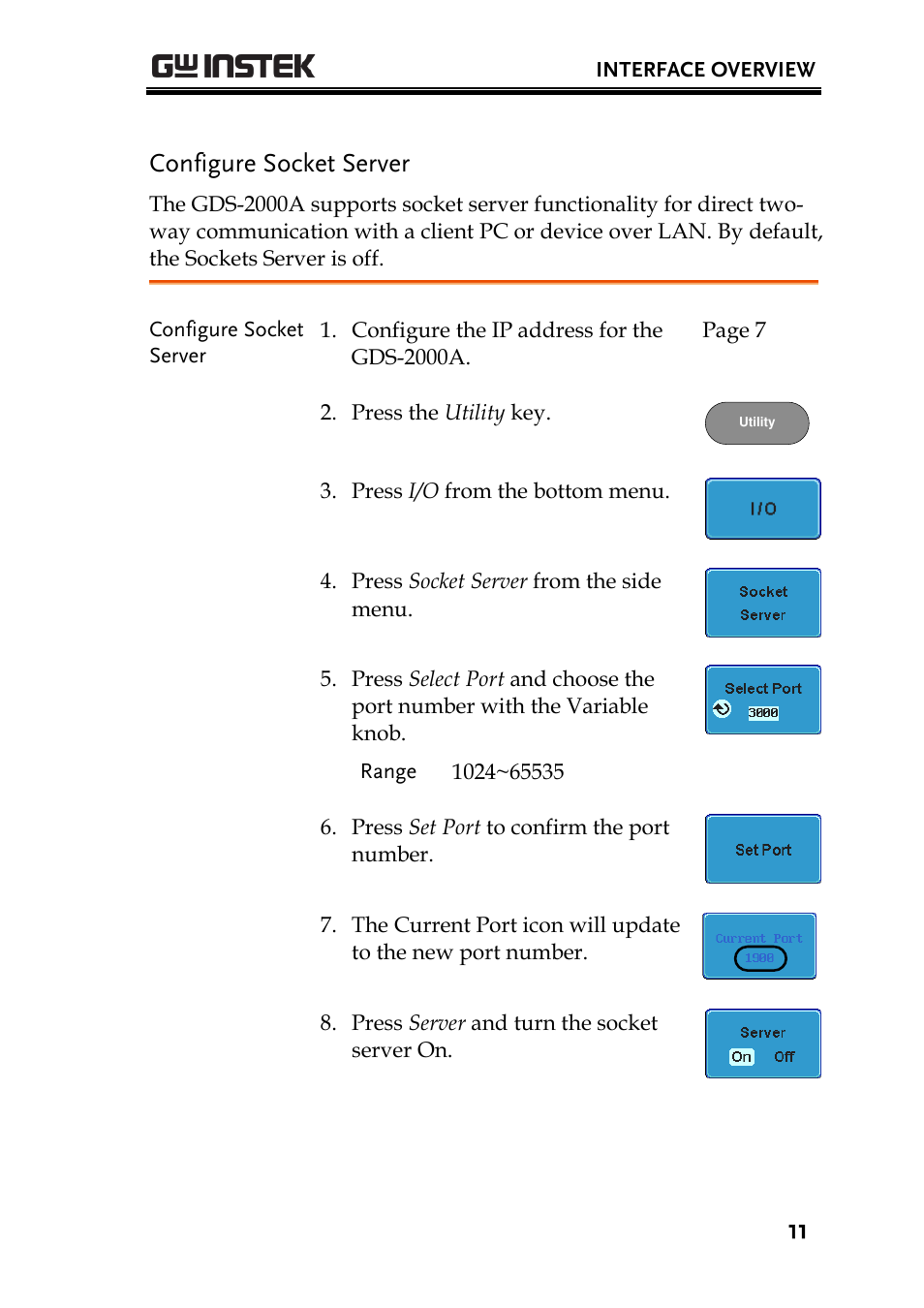 Configure socket server | GW Instek GDS-2000A series Programming Manual User Manual | Page 11 / 272
